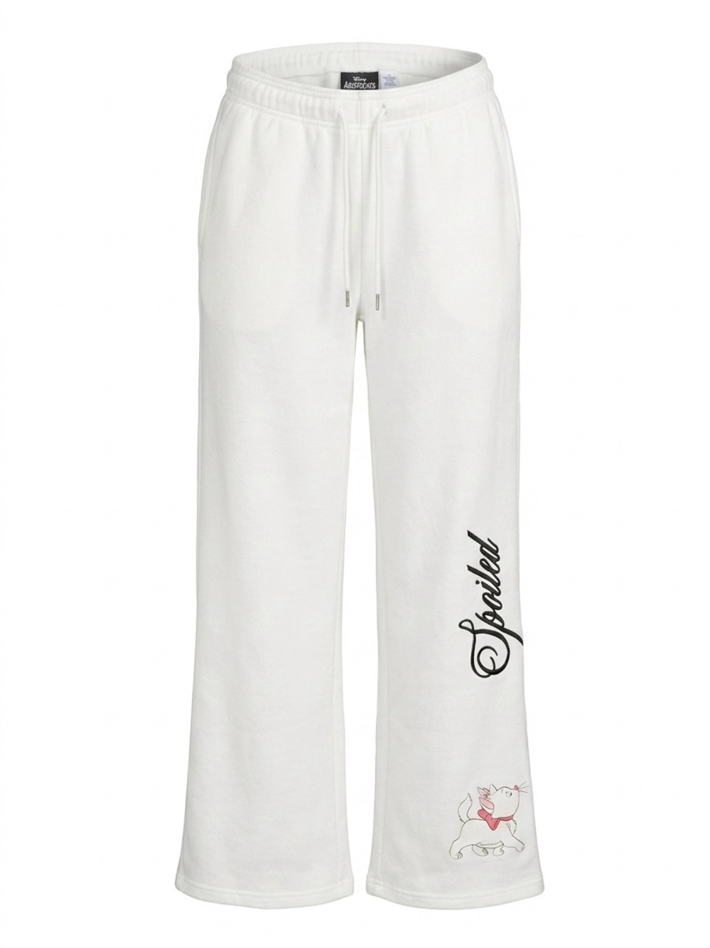 Disney Aristocats Marie Spoiled White Wide Leg Sweatpants Fleece Y2K Coquette L⁠